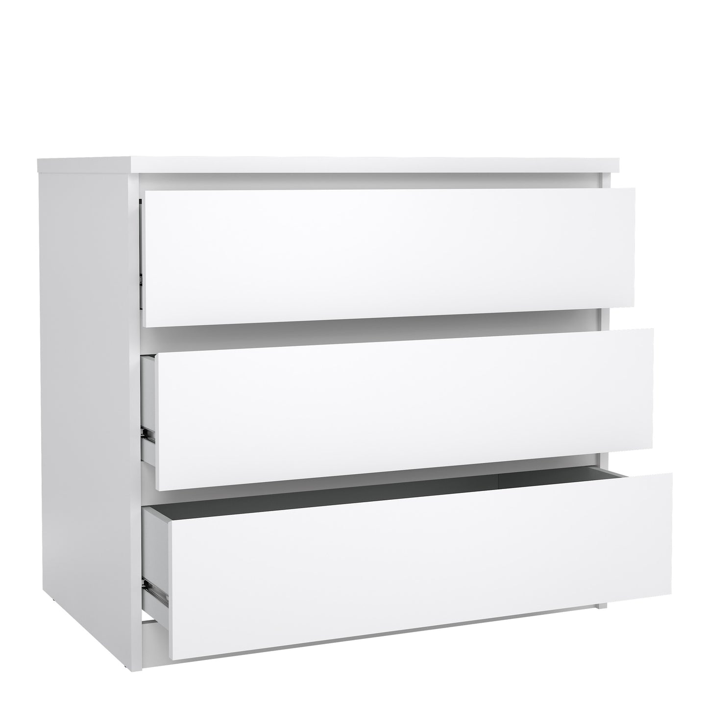 naia chest of 3 drawers in white high gloss