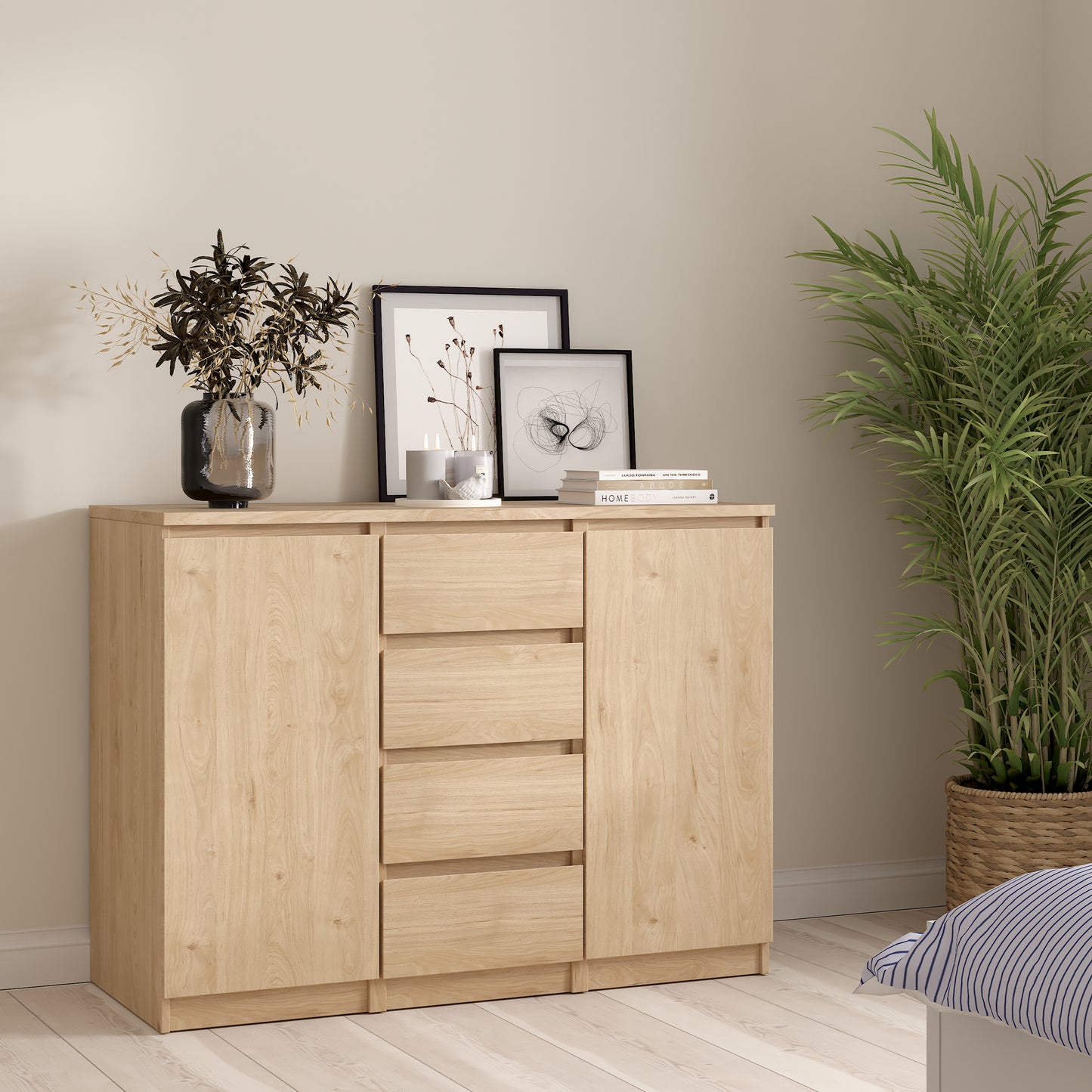 naia sideboard 4 drawers 2 doors in jackson hickory oak