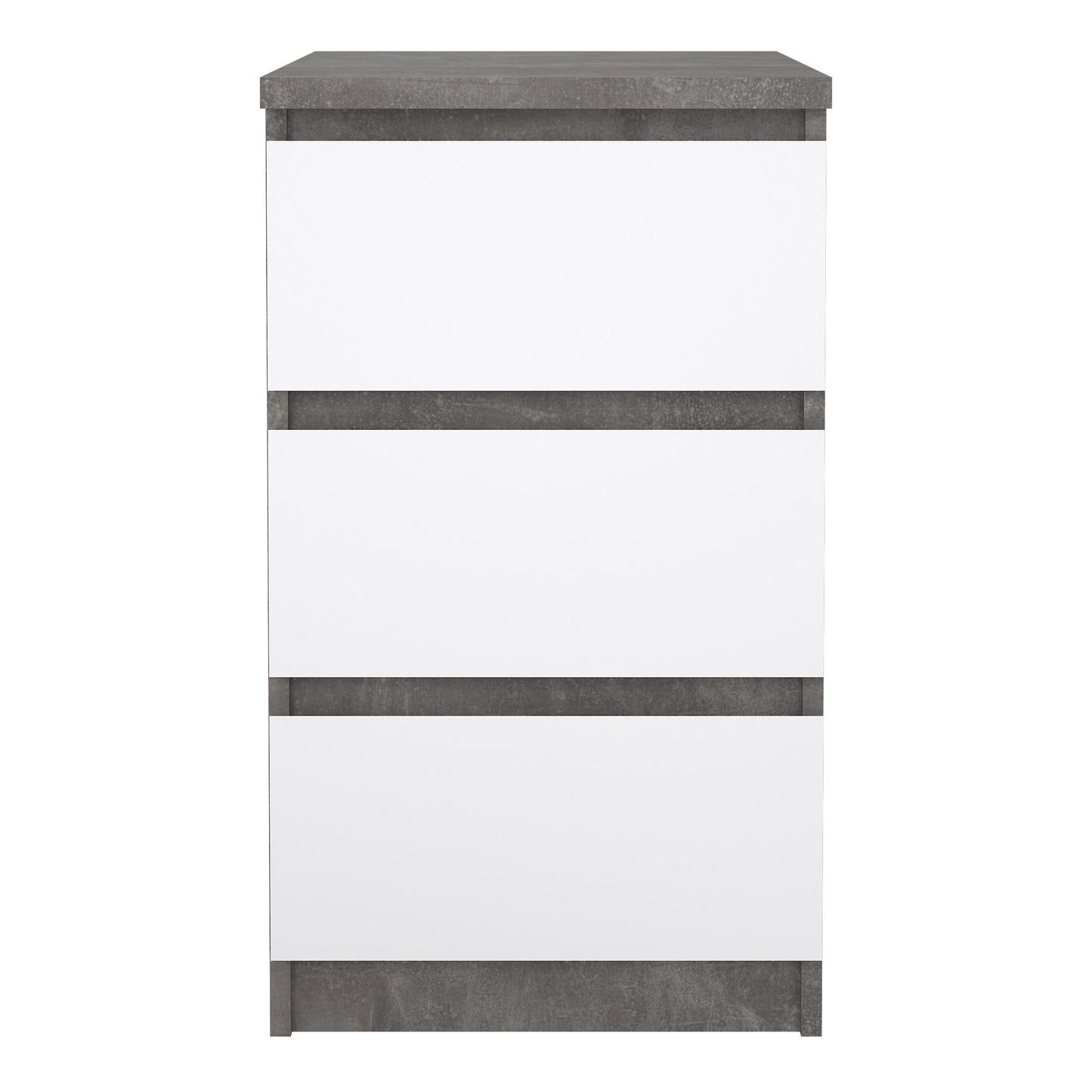 naia bedside 3 drawers in concrete and white high gloss