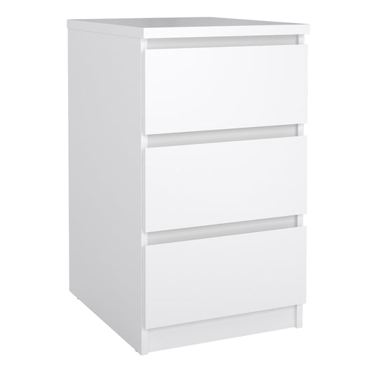 naia bedside 3 drawers in white high gloss