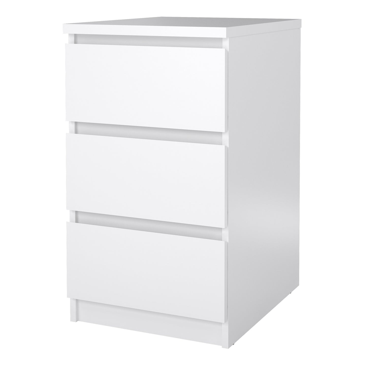 naia bedside 3 drawers in white high gloss