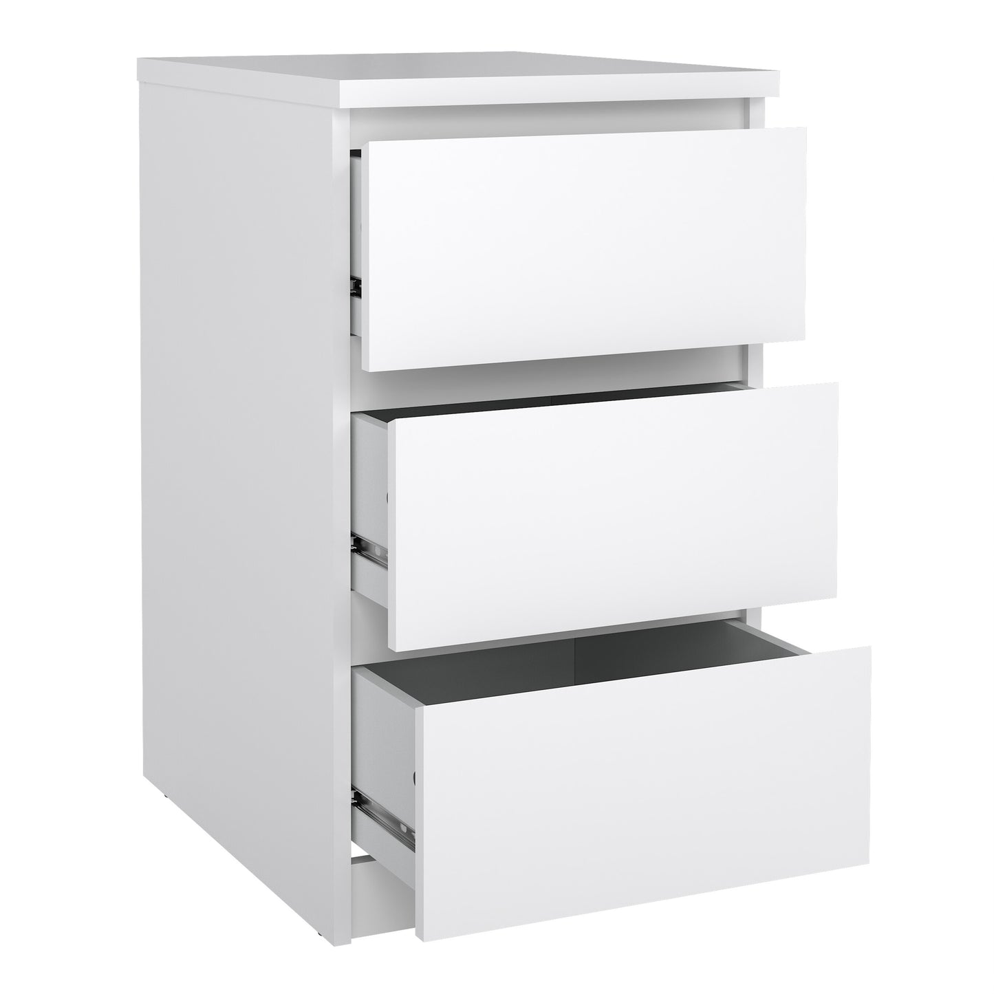 naia bedside 3 drawers in white high gloss