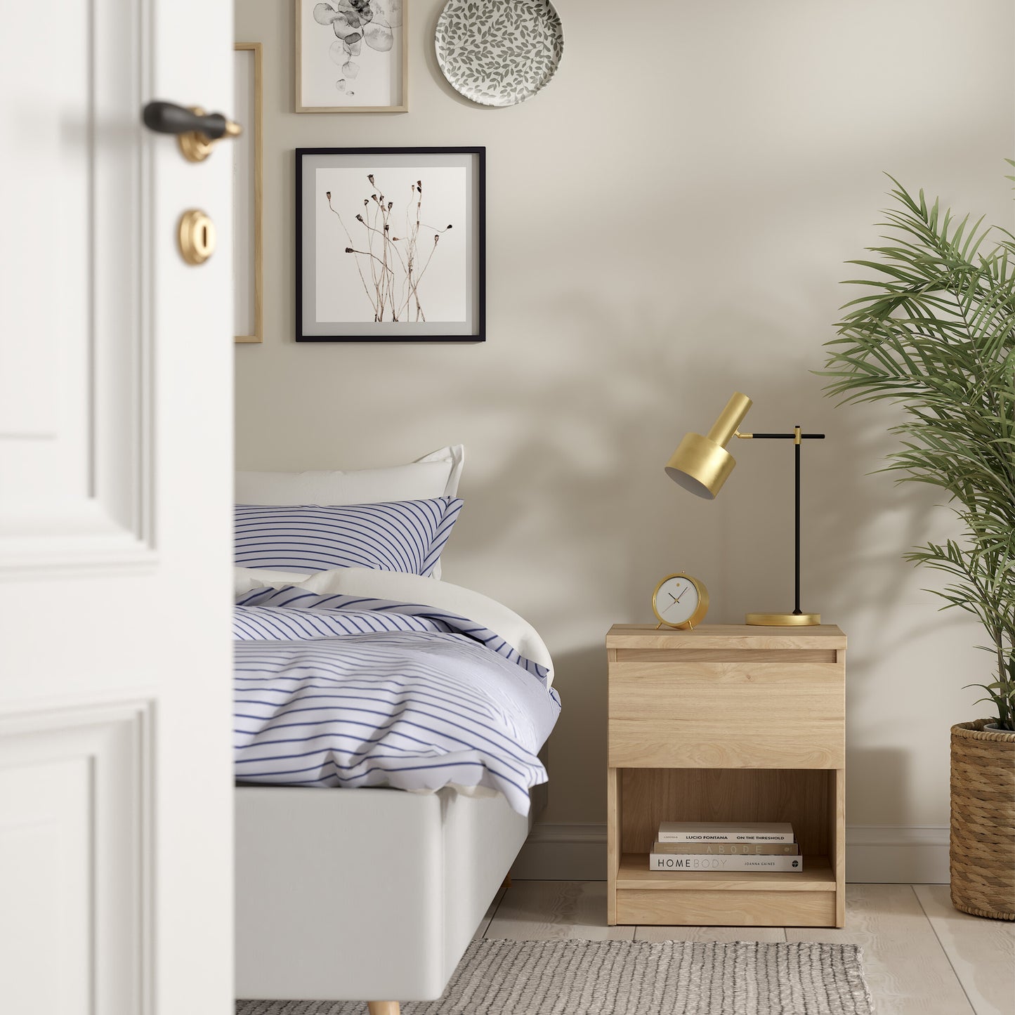 naia bedside 1 drawer 1 shelf in jackson hickory oak