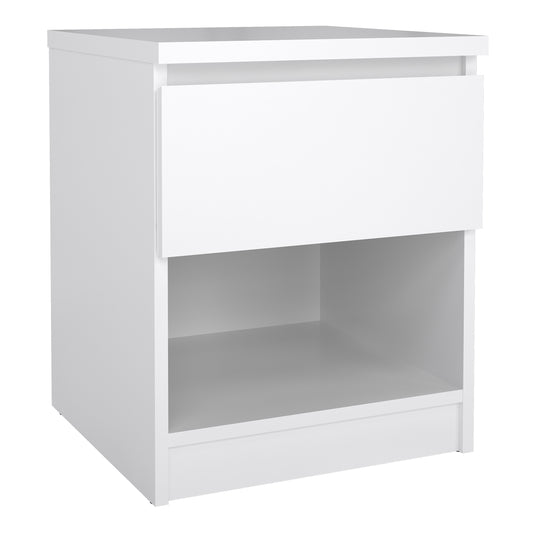 naia bedside 1 drawer 1 shelf in white high gloss