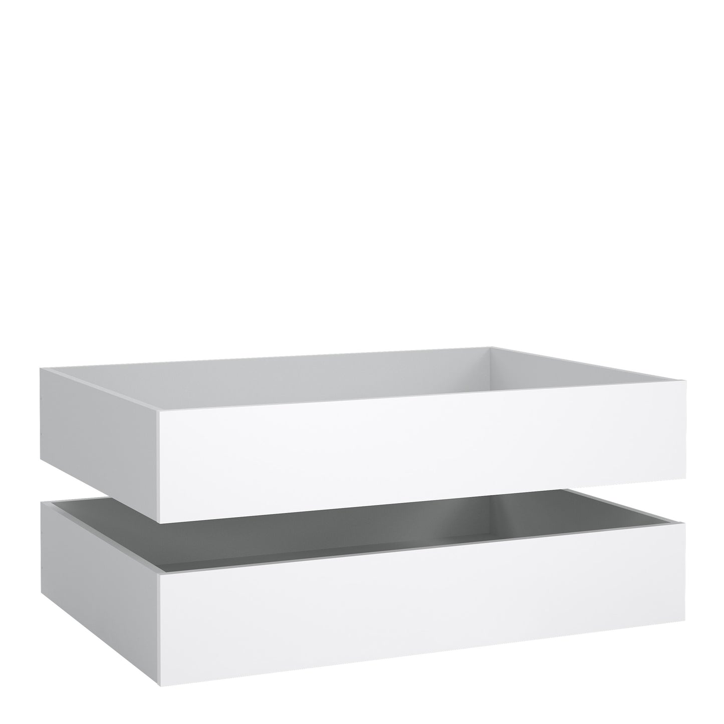 naia set of 2 underbed drawers (for single or double beds) in white high gloss