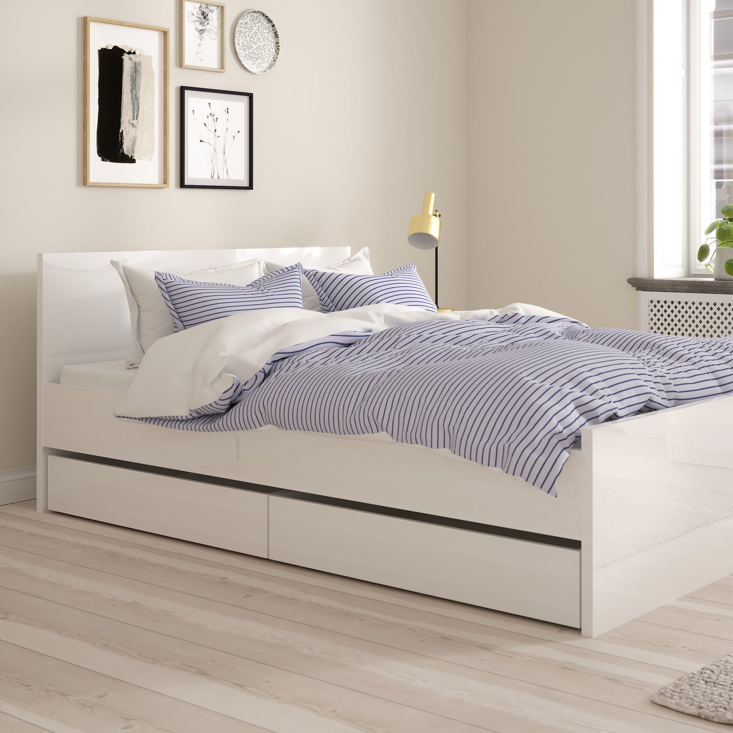 naia set of 2 underbed drawers (for single or double beds) in white high gloss