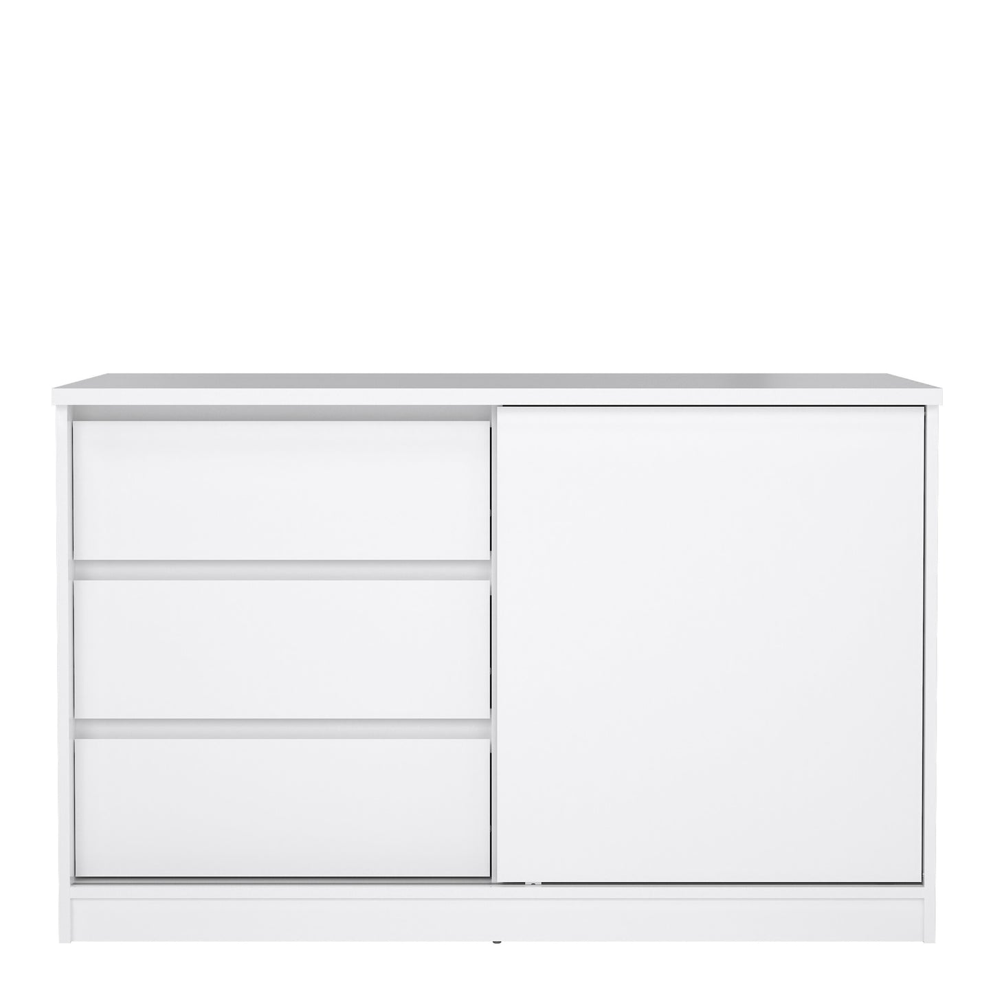 naia storage unit with 1 sliding door and 3 drawers in white high gloss