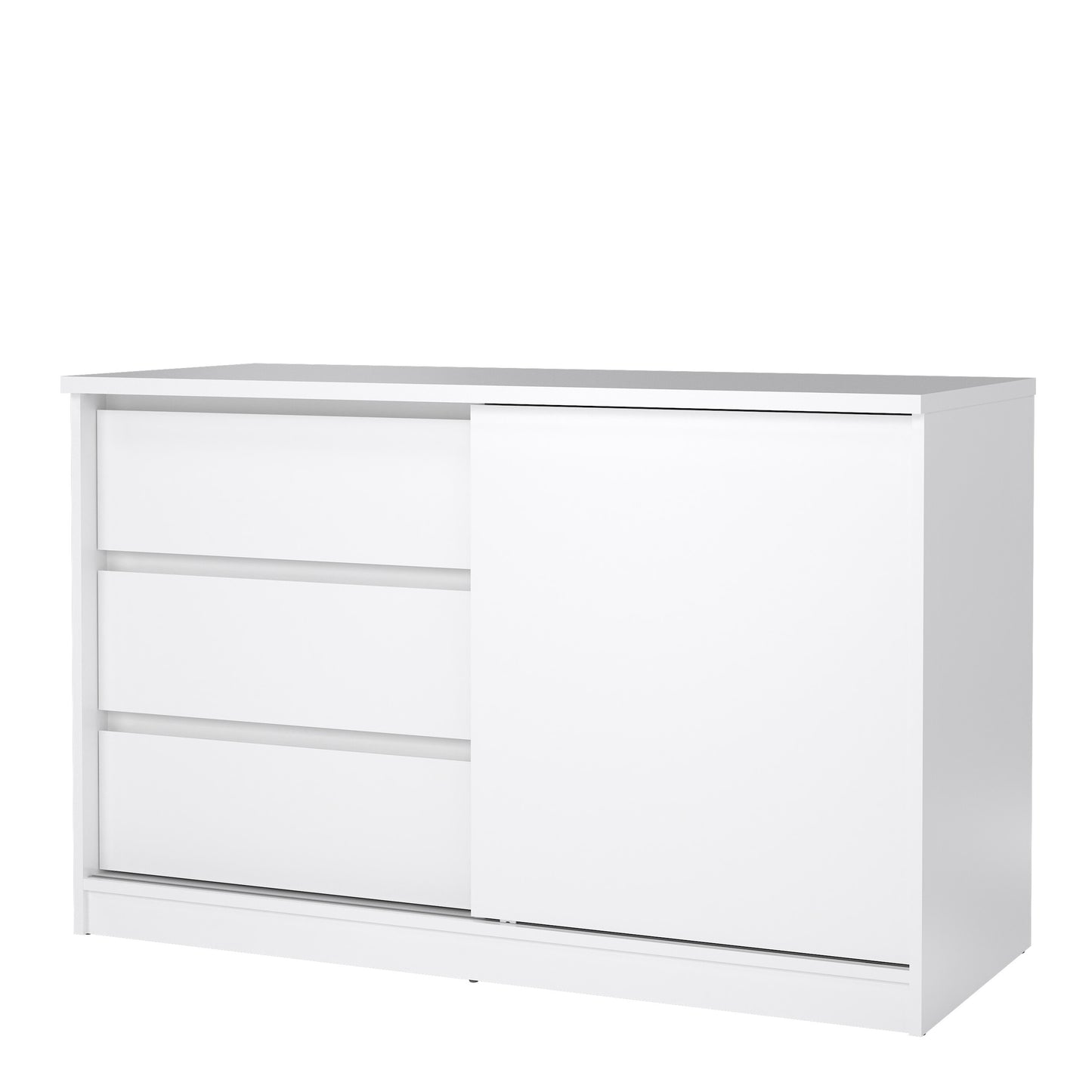 naia storage unit with 1 sliding door and 3 drawers in white high gloss