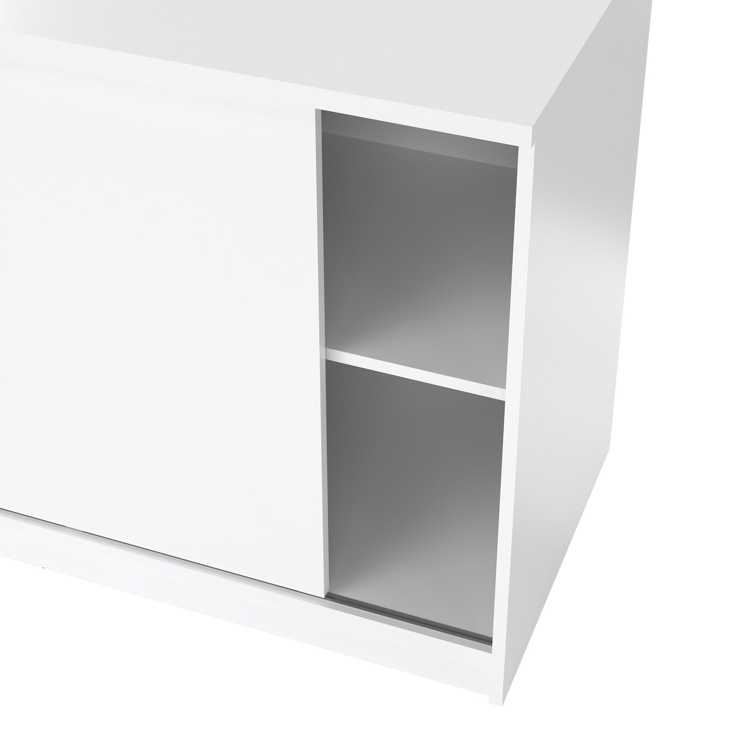 naia storage unit with 1 sliding door and 3 drawers in white high gloss