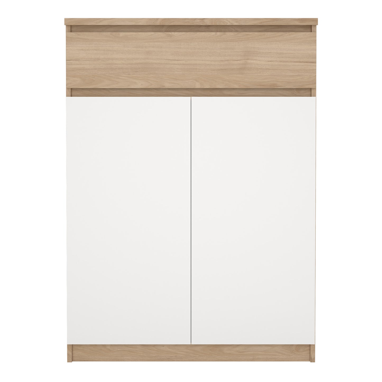 naia shoe cabinet with 2 doors 1 drawer in jackson hickory oak and white