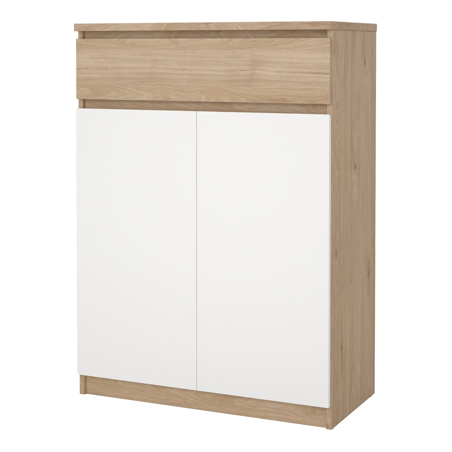 naia shoe cabinet with 2 doors 1 drawer in jackson hickory oak and white