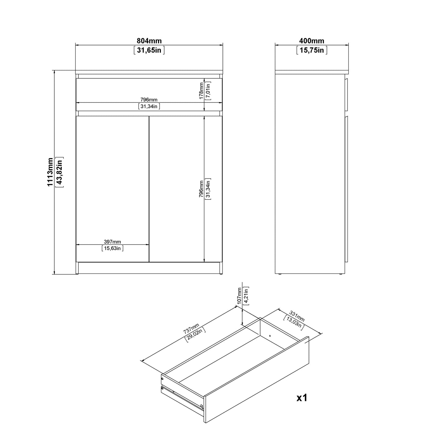 naia shoe cabinet with 2 doors 1 drawer in jackson hickory oak and black