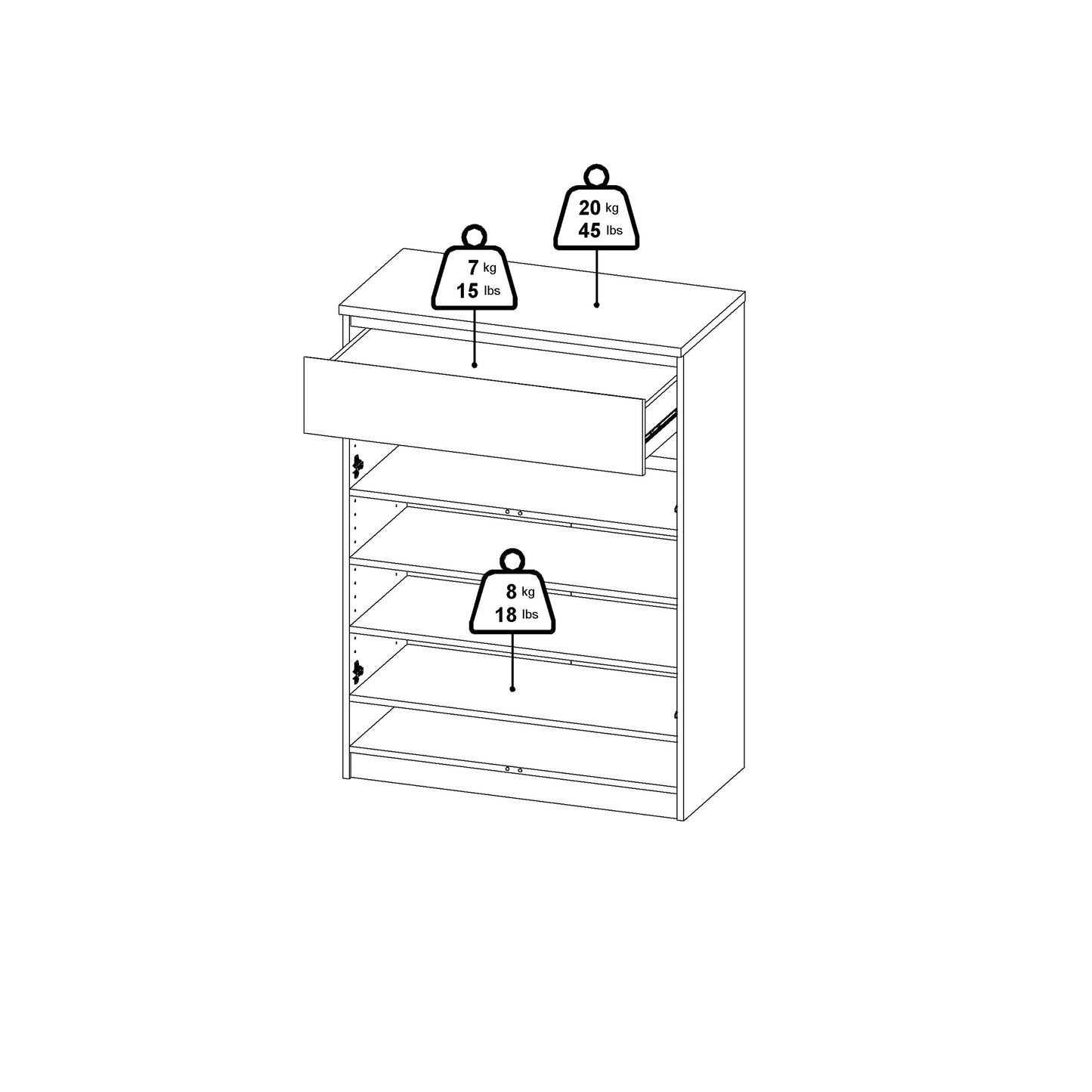 naia shoe cabinet with 2 doors 1 drawer in jackson hickory oak and black