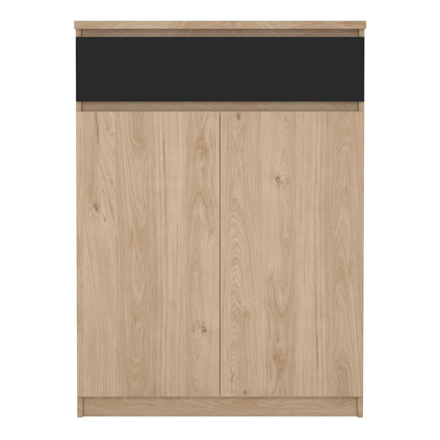 naia shoe cabinet with 2 doors 1 drawer in jackson hickory oak and black