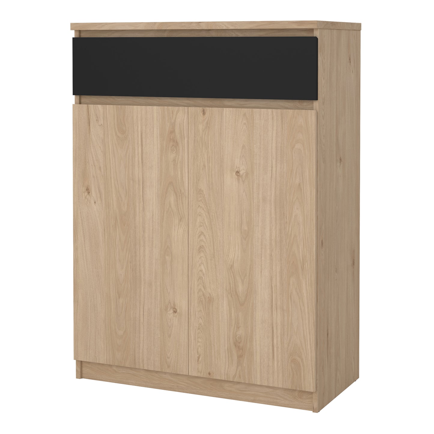 naia shoe cabinet with 2 doors 1 drawer in jackson hickory oak and black