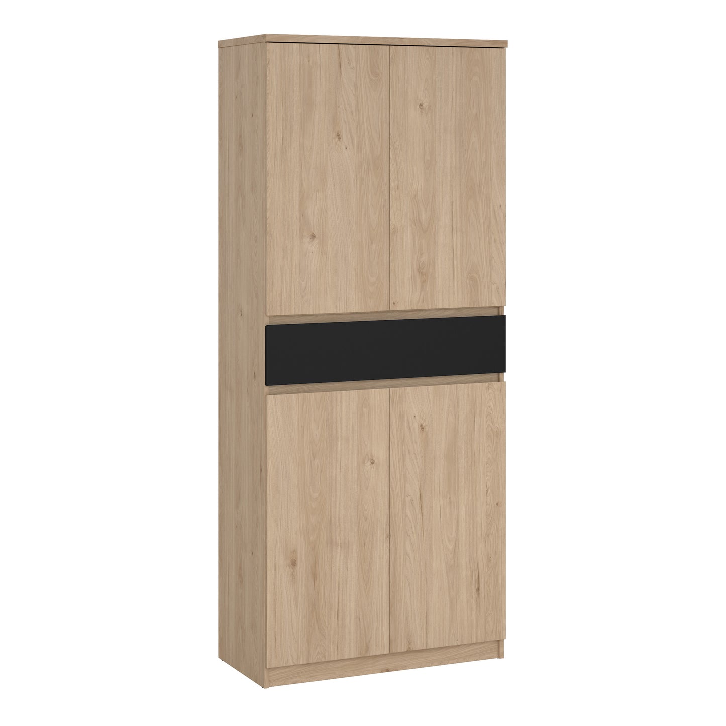naia shoe cabinet with 4 doors 1 drawer in jackson hickory oak and black