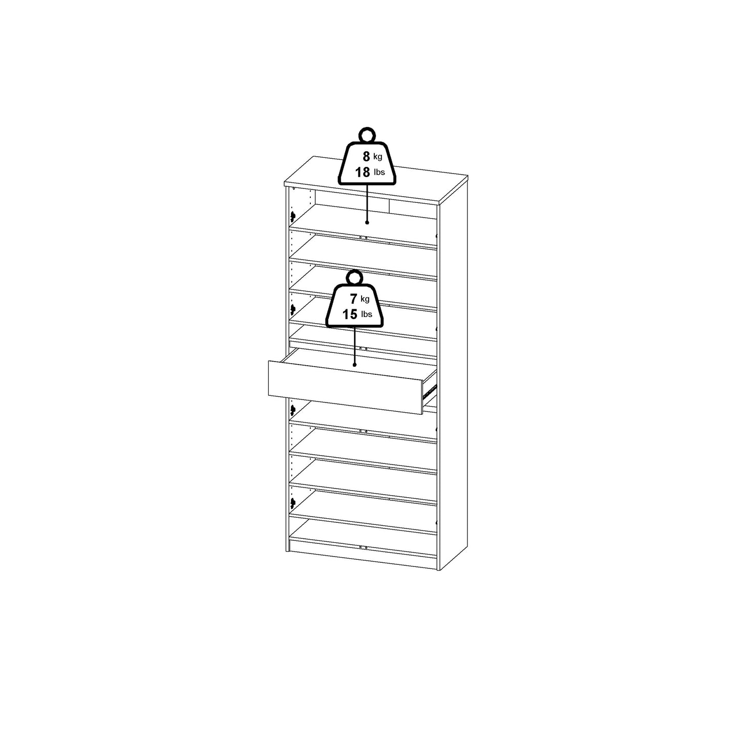 naia shoe cabinet with 4 doors 1 drawer in jackson hickory oak and black