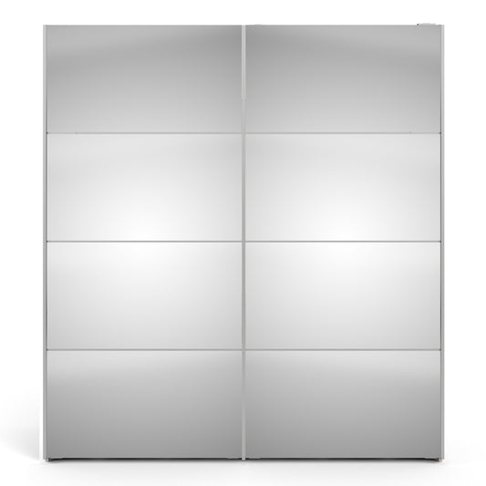verona sliding wardrobe 180cm in white with mirror doors with 5 shelves