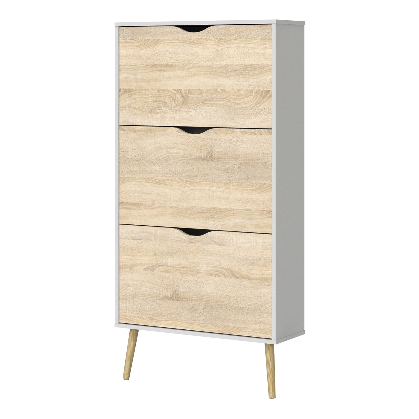 oslo shoe cabinet 3 drawers in white and oak