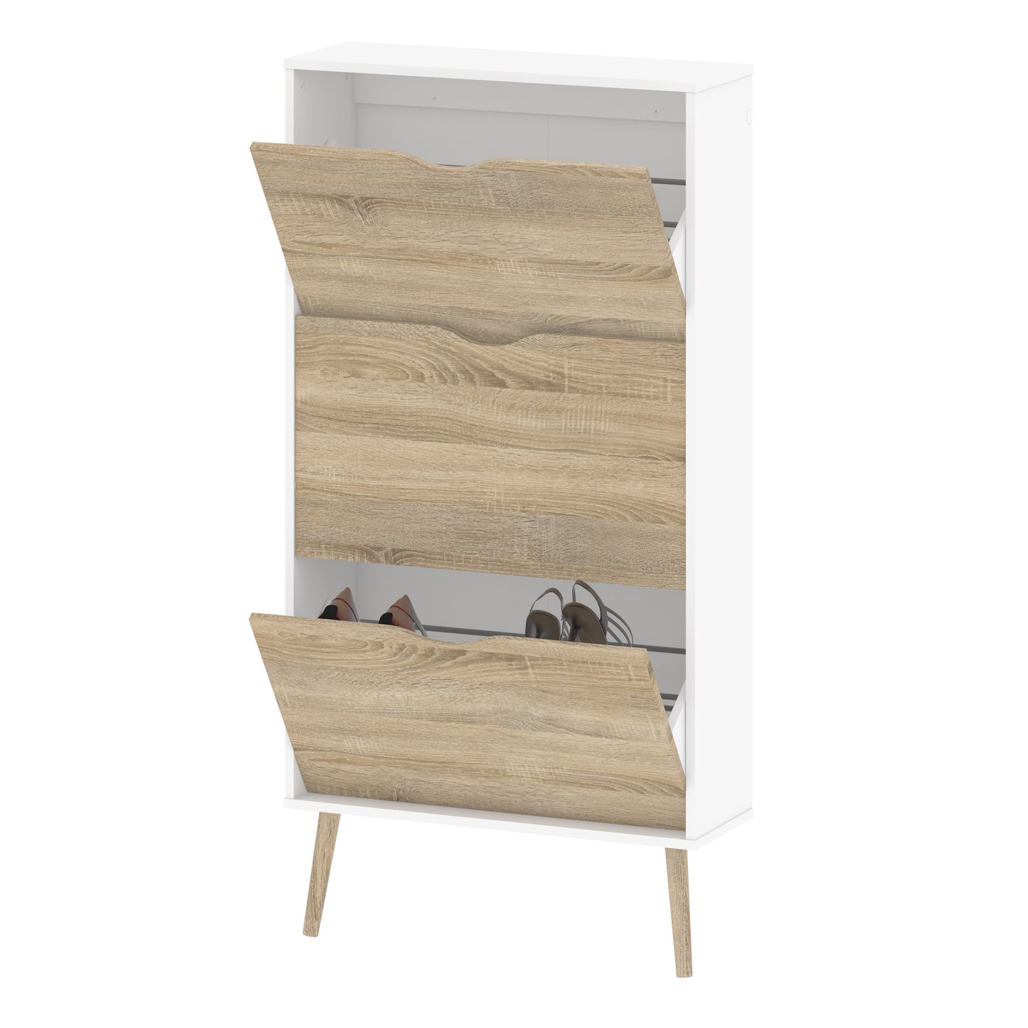 oslo shoe cabinet 3 drawers in white and oak