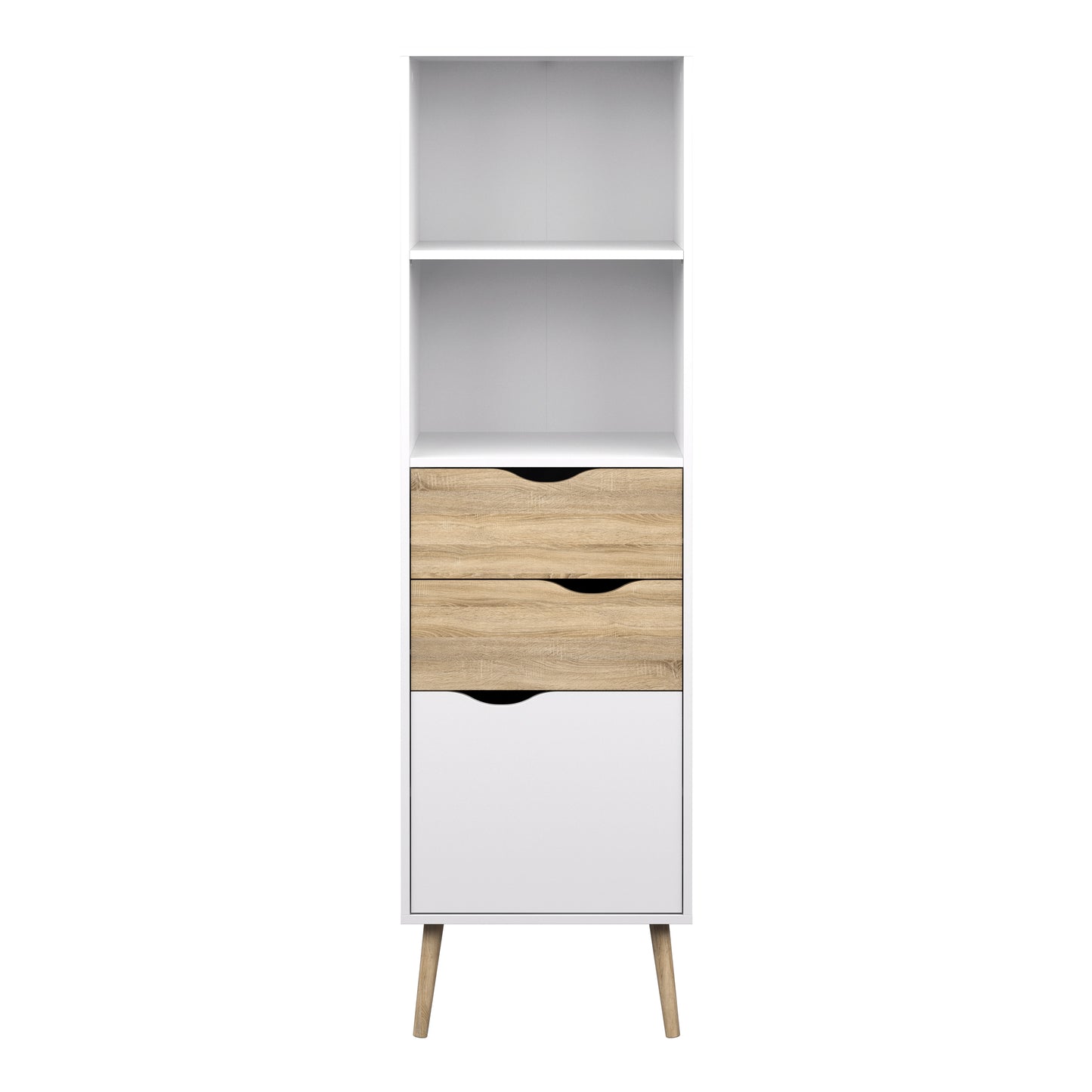 oslo bookcase 2 drawers 1 door in white and oak