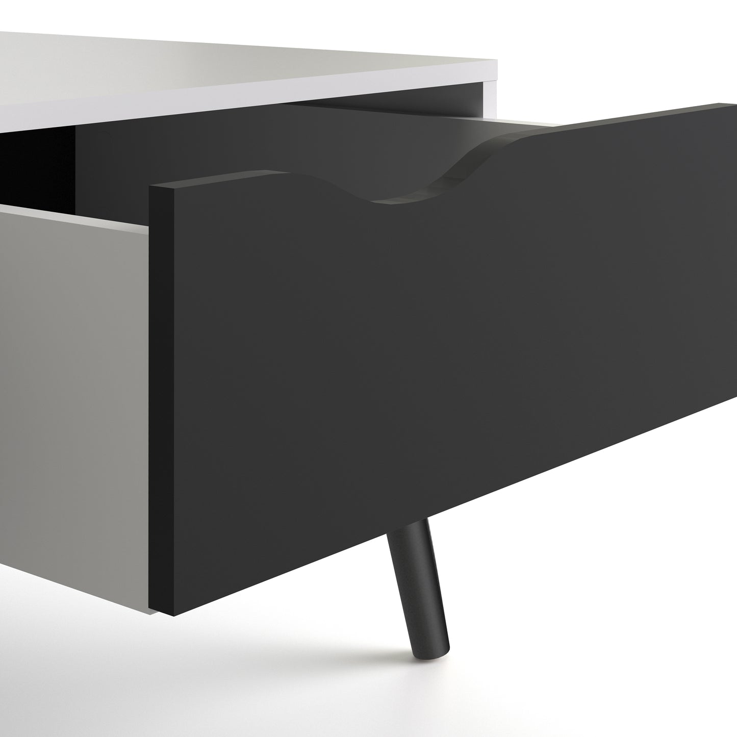 oslo coffee table 1 drawer 1 shelf in white and black matt