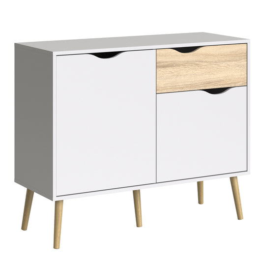 oslo sideboard small 1 drawer 2 doors in white and oak
