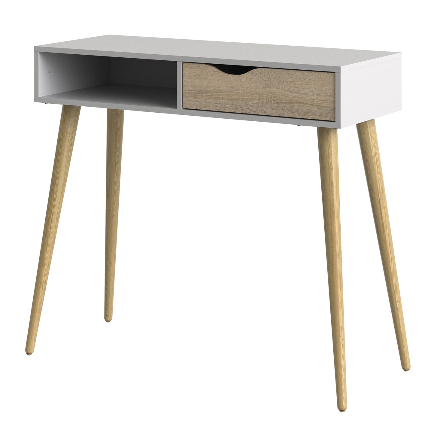 oslo console table 1 drawer 1 shelf in white and oak