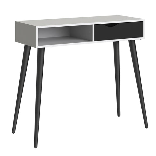 oslo console table 1 drawer 1 shelf in white and black matt