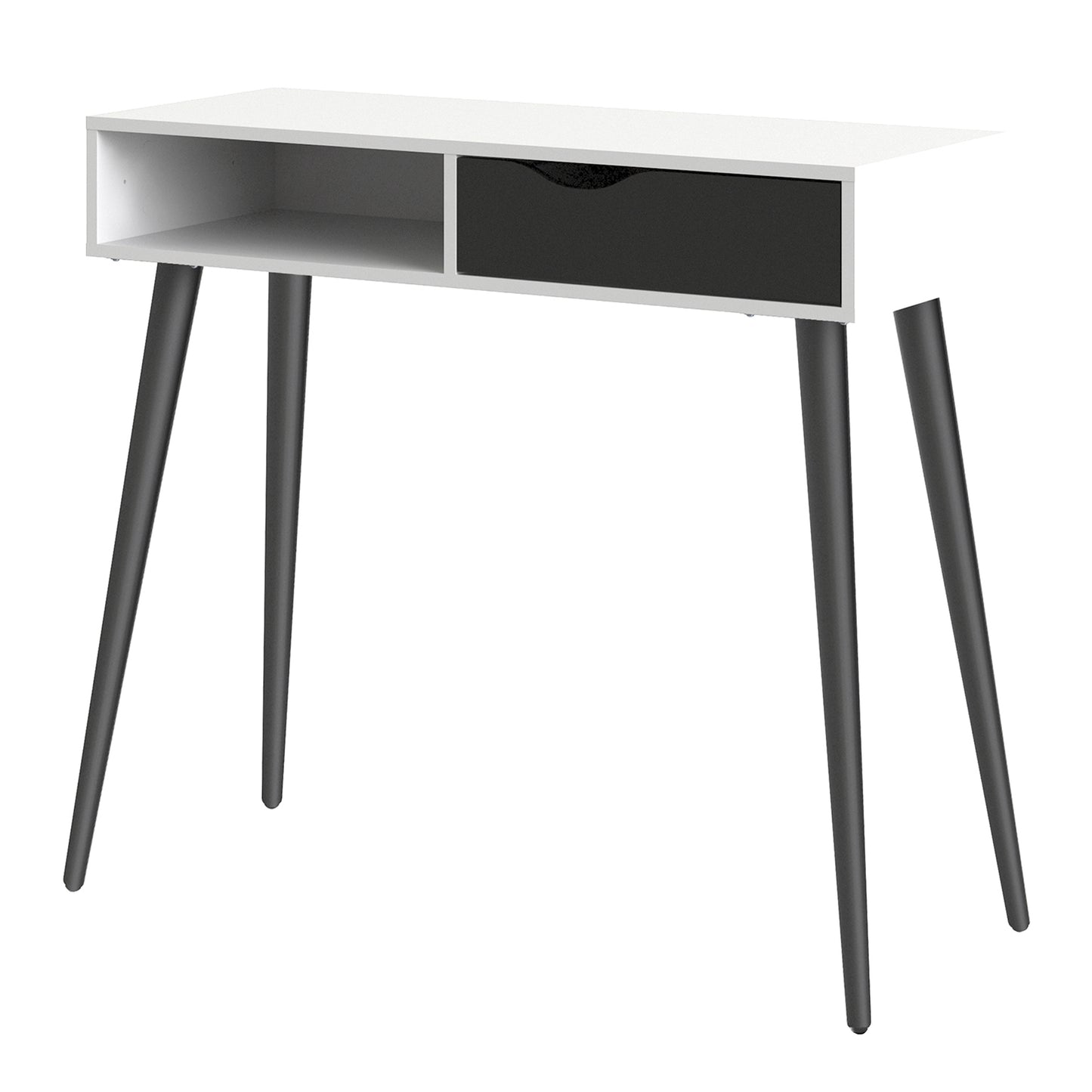 oslo console table 1 drawer 1 shelf in white and black matt