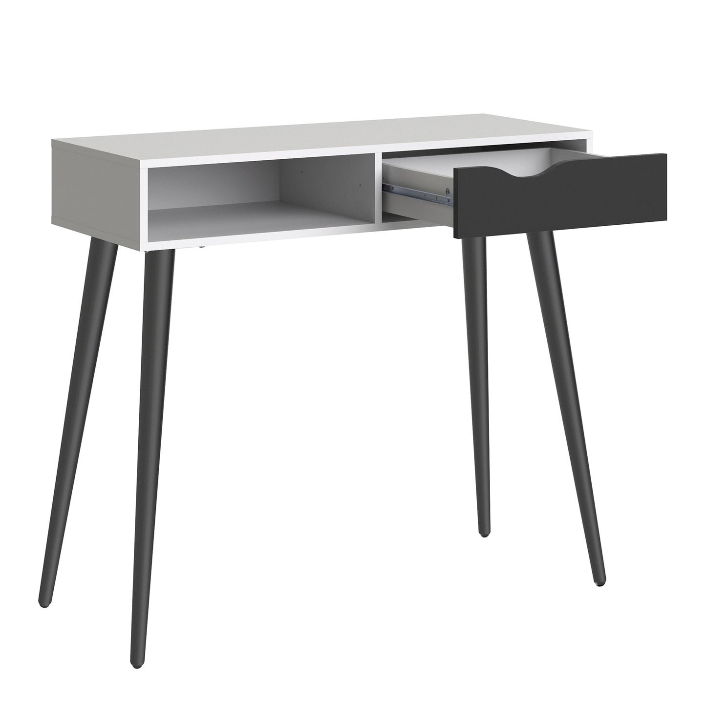 oslo console table 1 drawer 1 shelf in white and black matt
