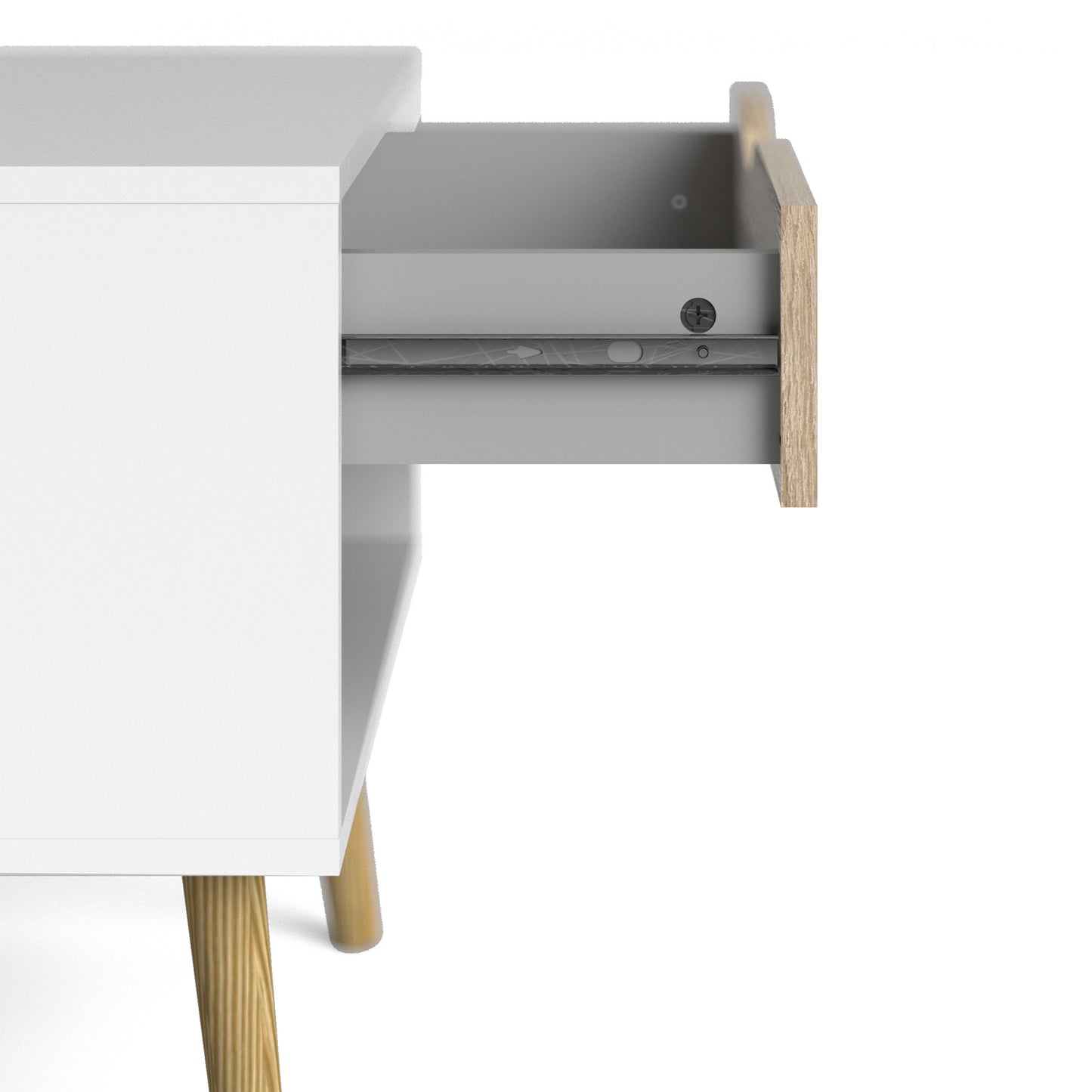 oslo bedside 1 drawer in white and oak