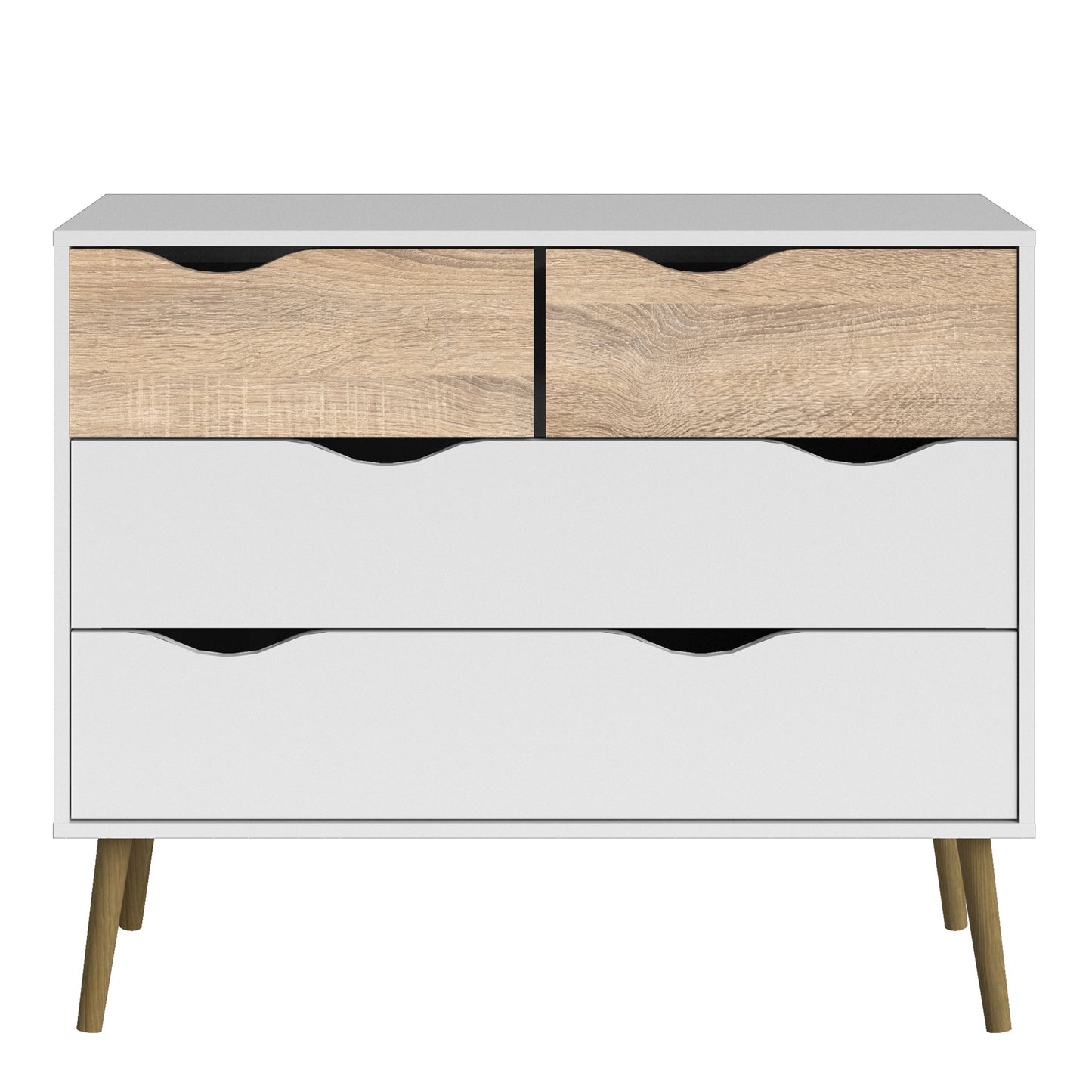 oslo chest of 4 drawers in white and oak