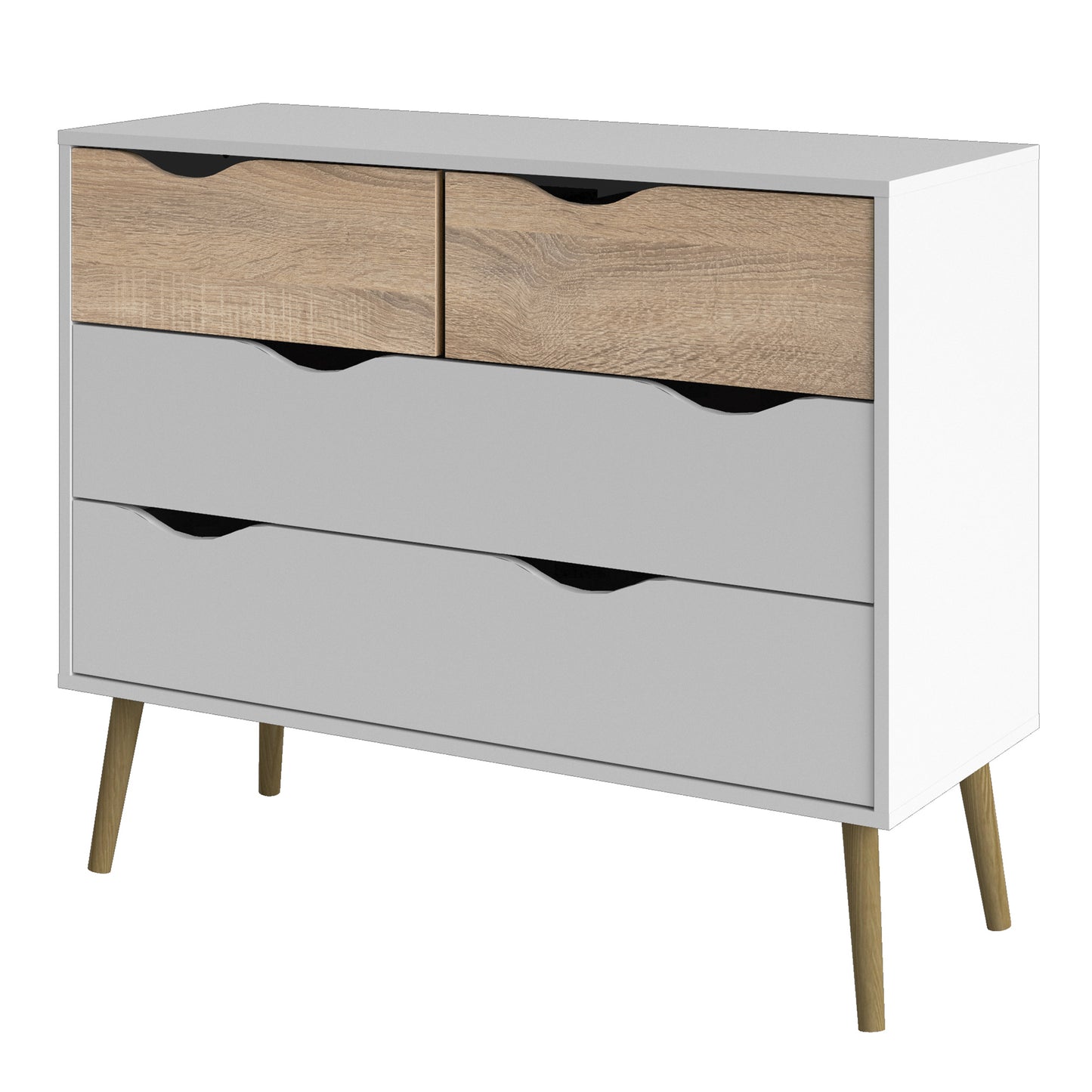 oslo chest of 4 drawers in white and oak
