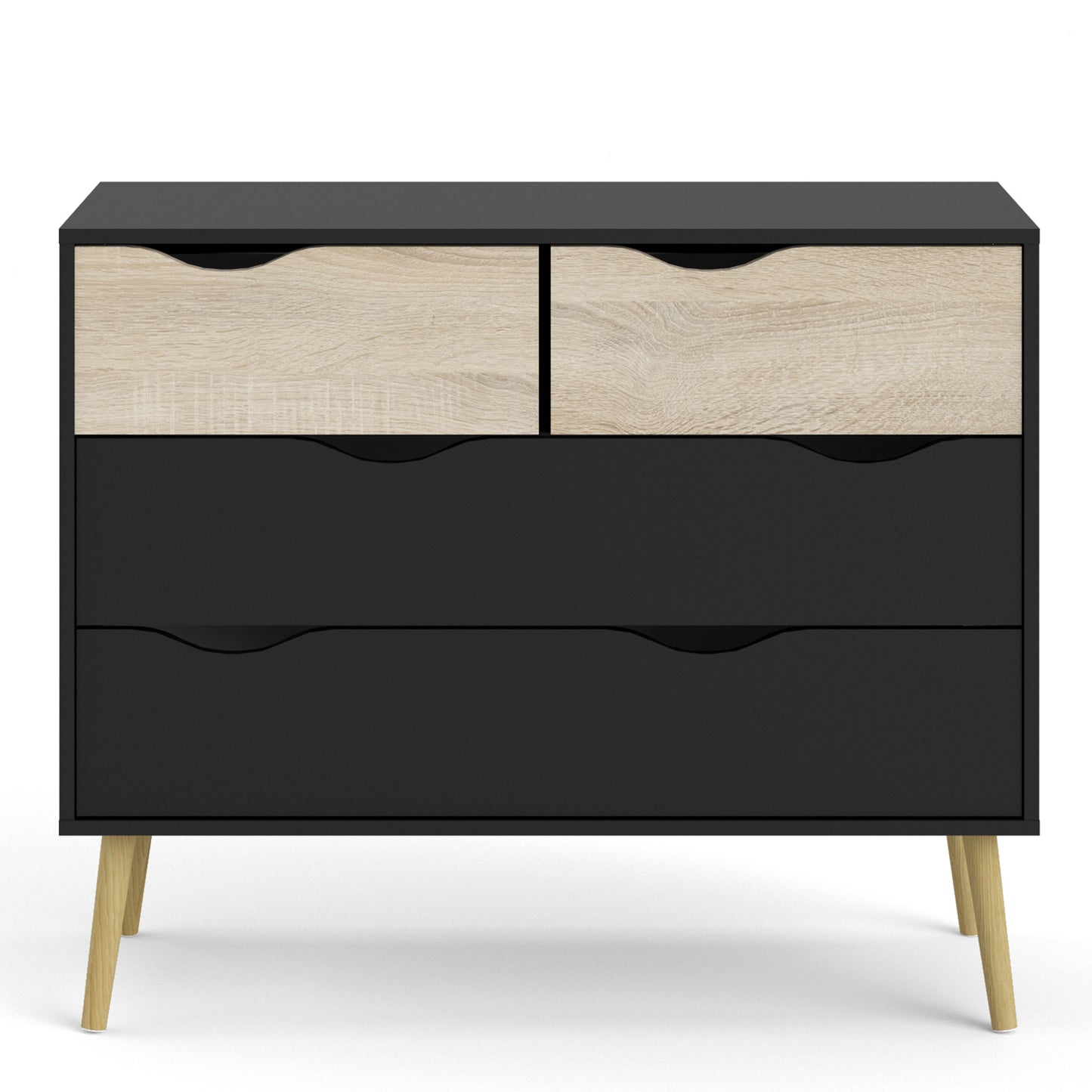 oslo chest of 4 drawers in black and oak