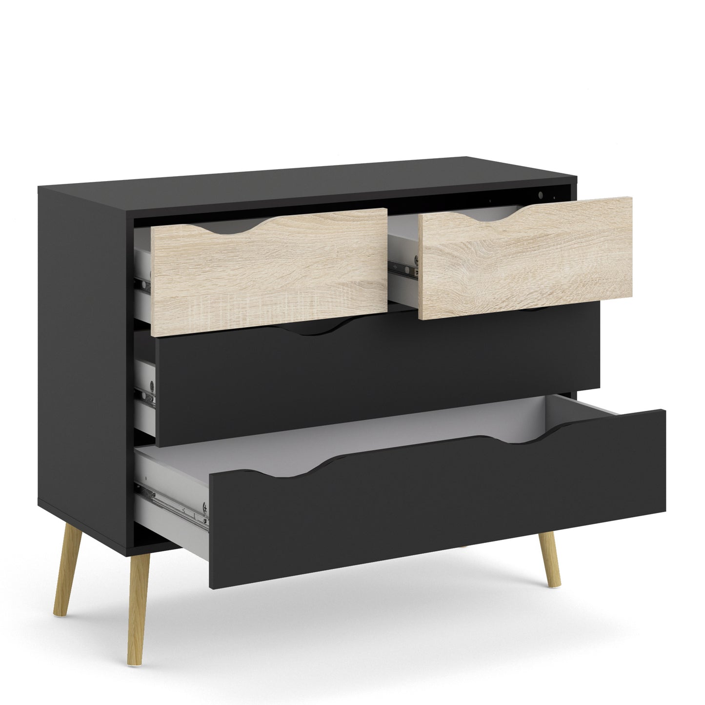 oslo chest of 4 drawers in black and oak