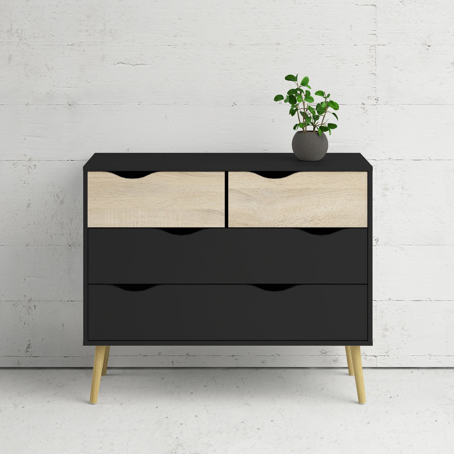 oslo chest of 4 drawers in black and oak