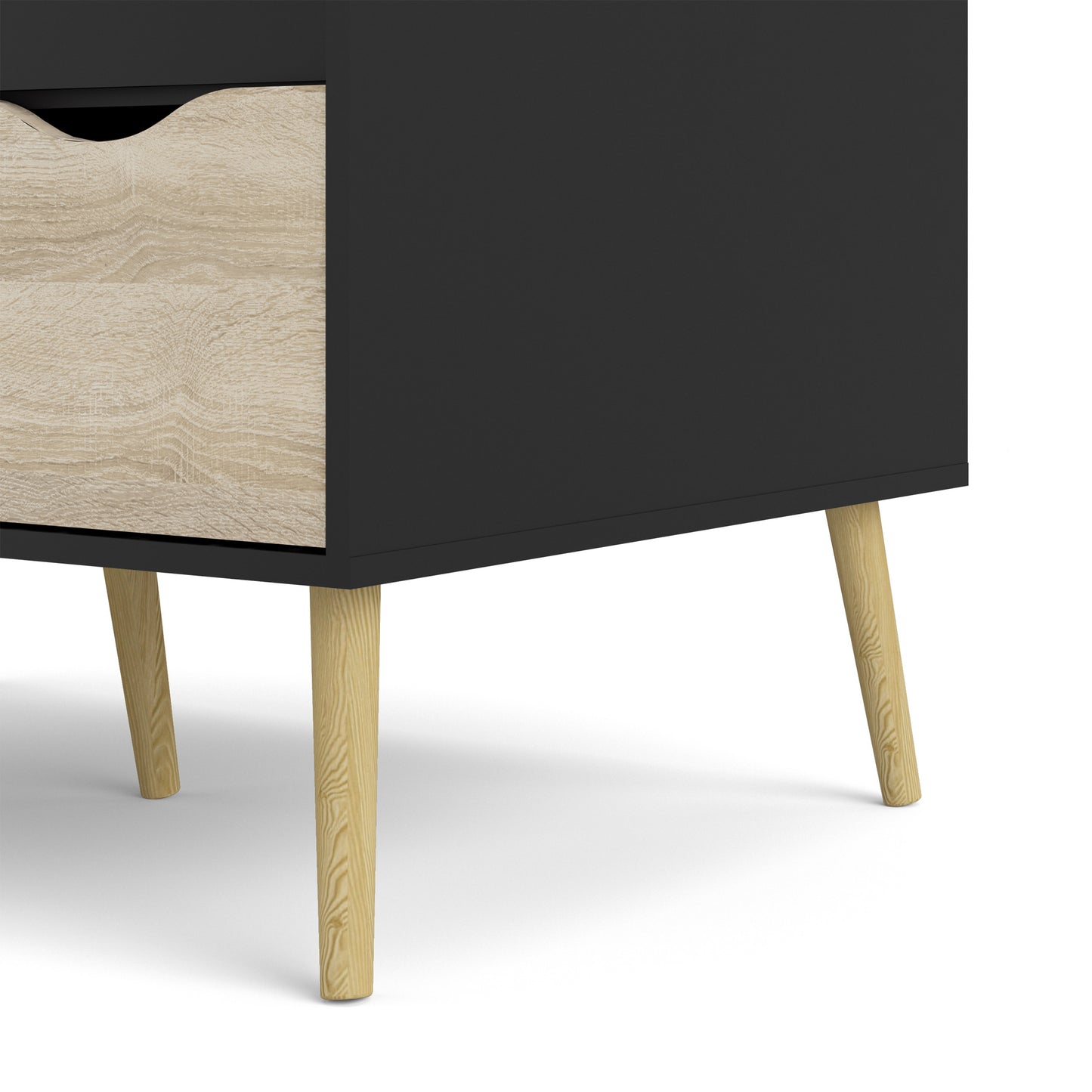 oslo wardrobe 2 doors 2 drawers in black and oak
