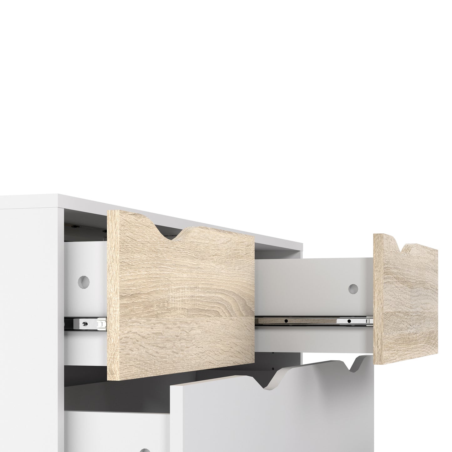 oslo chest of 5 drawers in white and oak