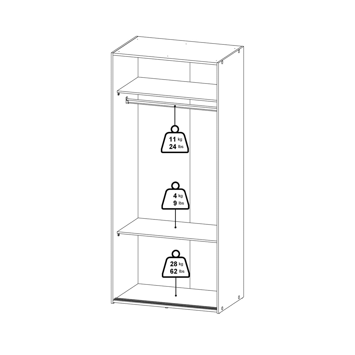 Space wardrobe with 2 sliding doors - White