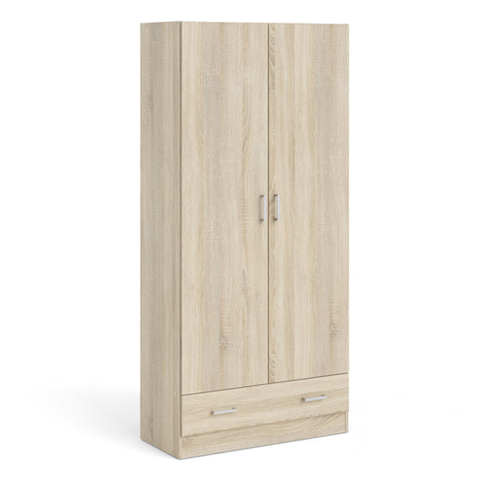 space wardrobe with 2 doors + 1 drawer in oak 1750