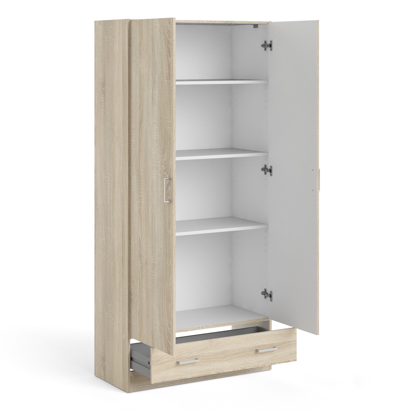 space wardrobe with 2 doors + 1 drawer in oak 1750