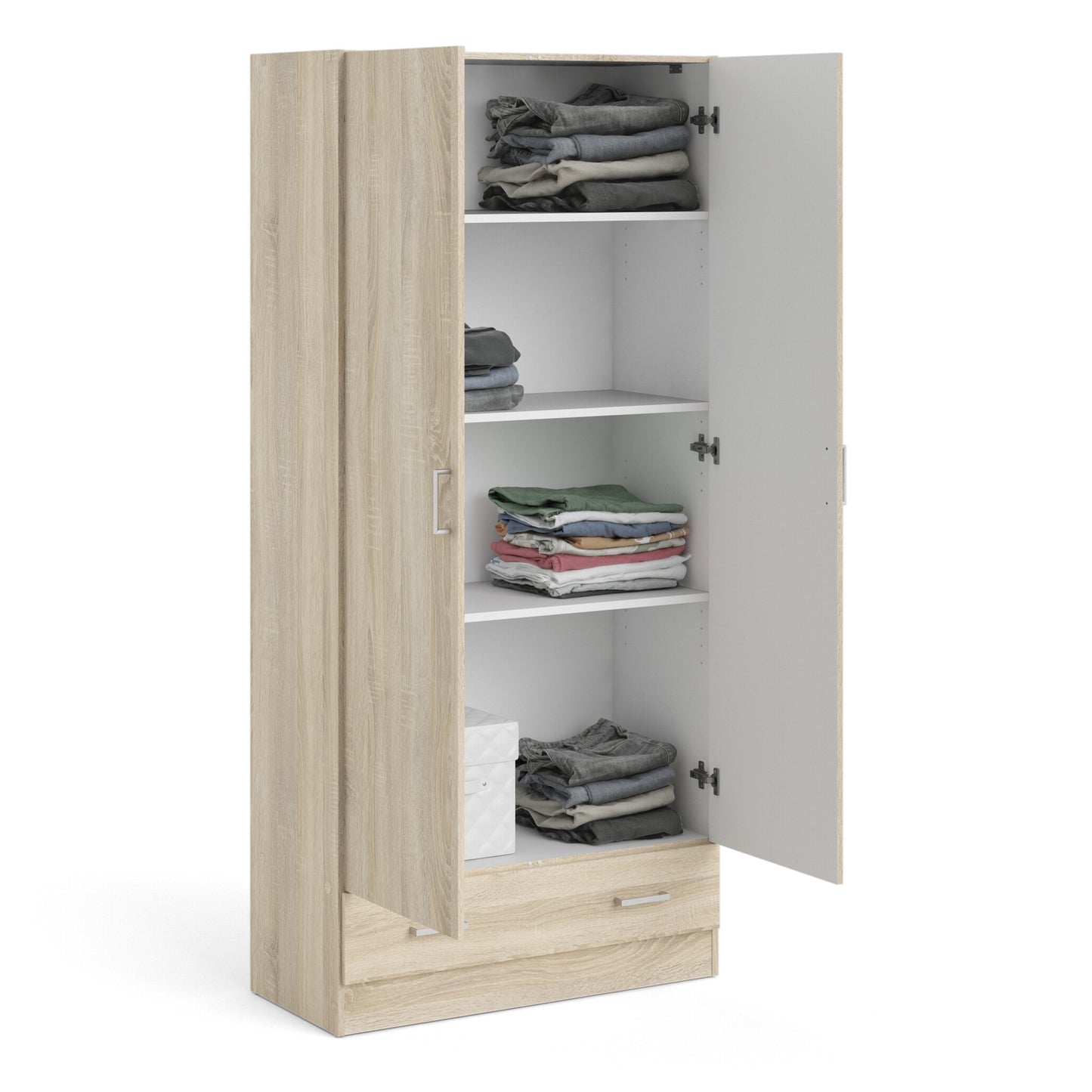 space wardrobe with 2 doors + 1 drawer in oak 1750