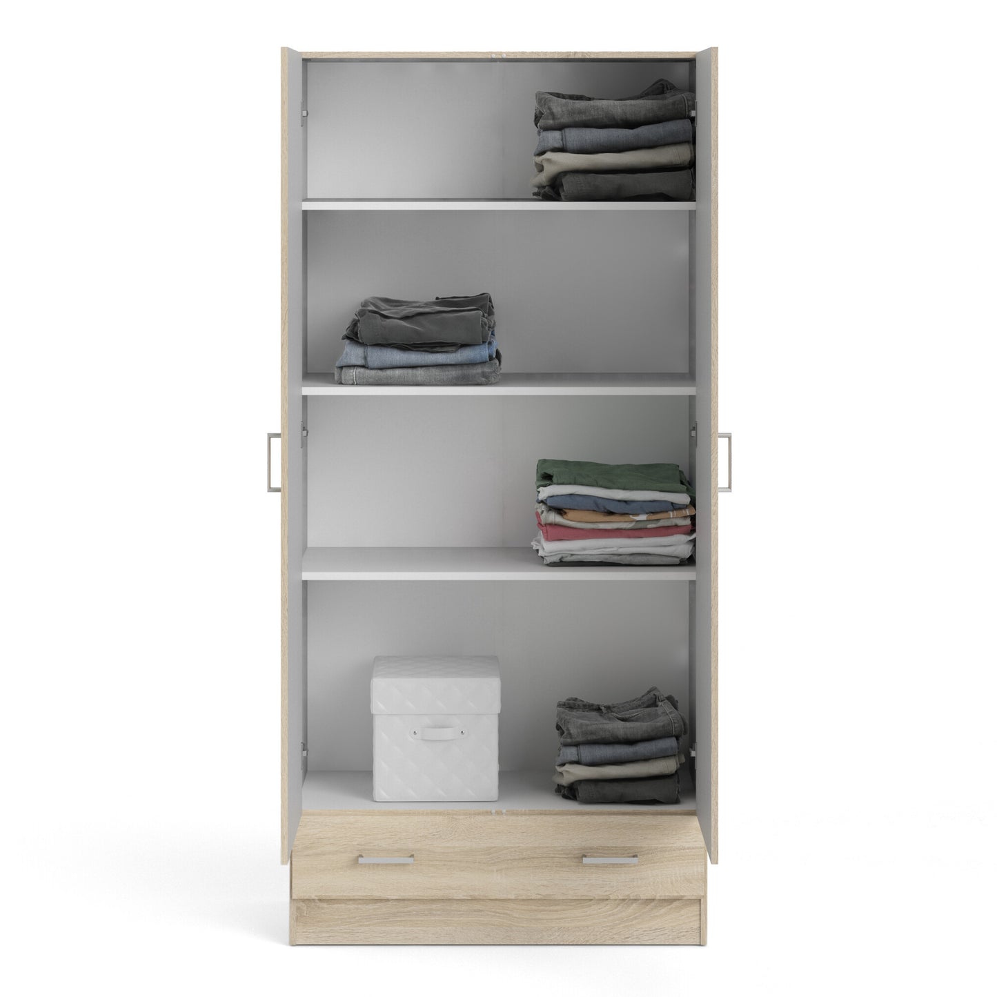 space wardrobe with 2 doors + 1 drawer in oak 1750