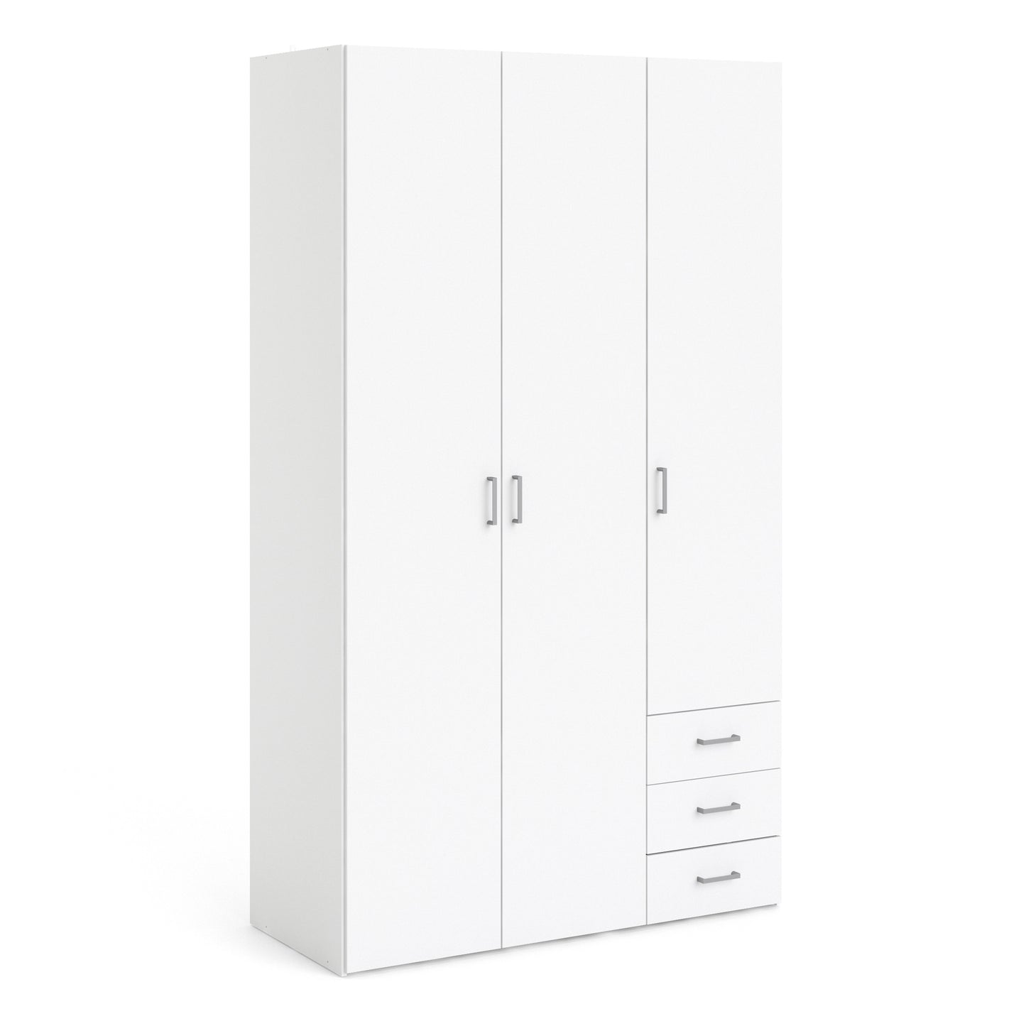 space wardrobe 3 doors 3 drawers in white 2000