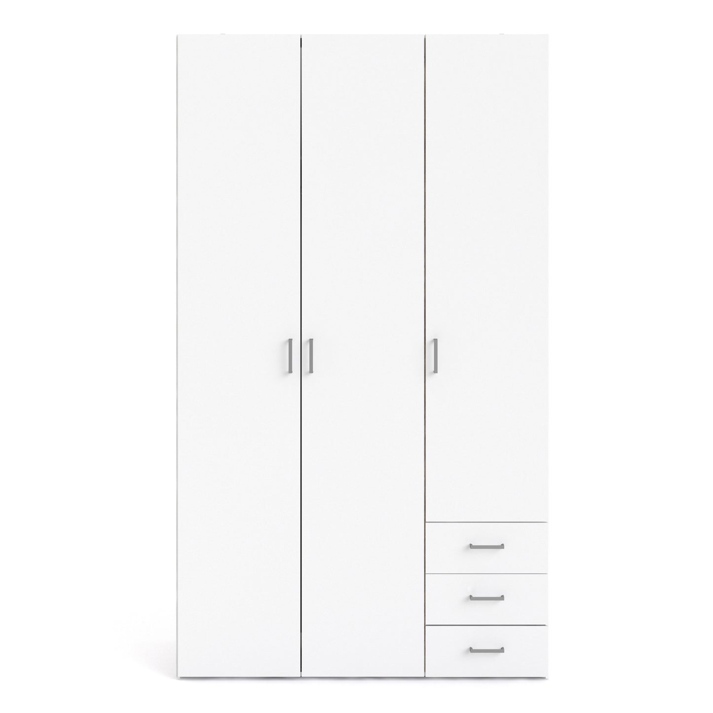 space wardrobe 3 doors 3 drawers in white 2000