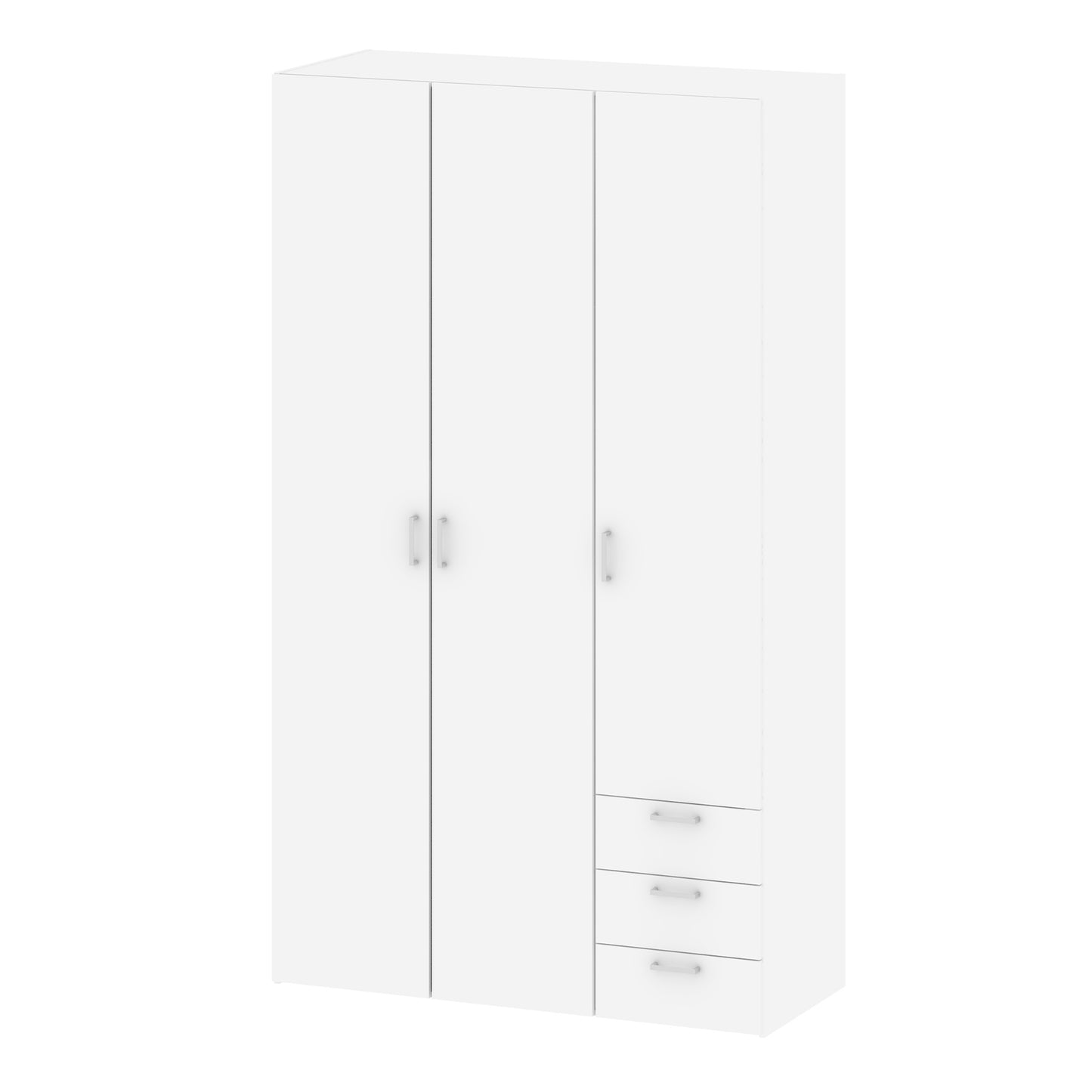 space wardrobe 3 doors 3 drawers in white 2000