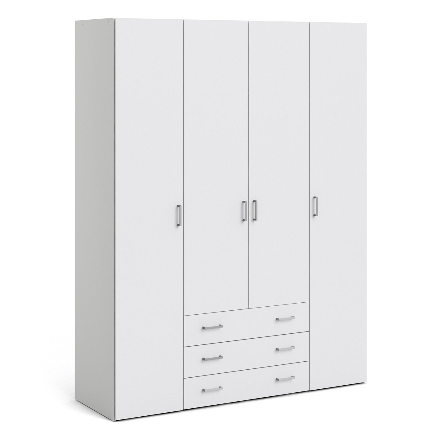 space wardrobe 4 doors 3 drawers in white 2000