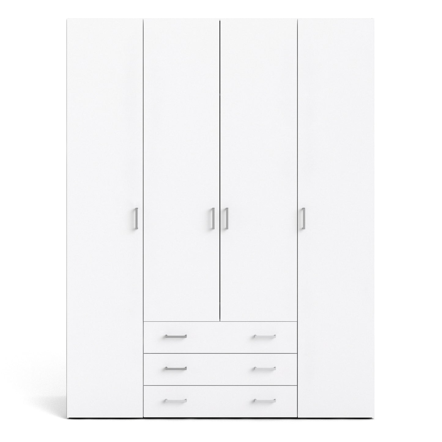 space wardrobe 4 doors 3 drawers in white 2000
