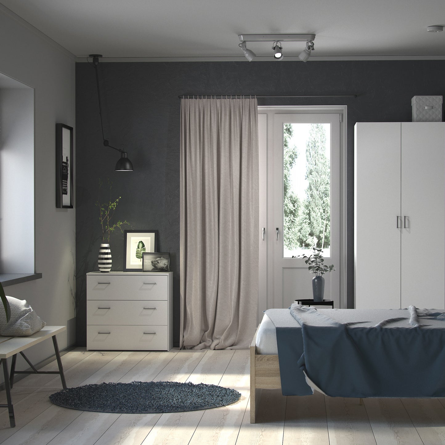 space wardrobe 2 doors white 1750